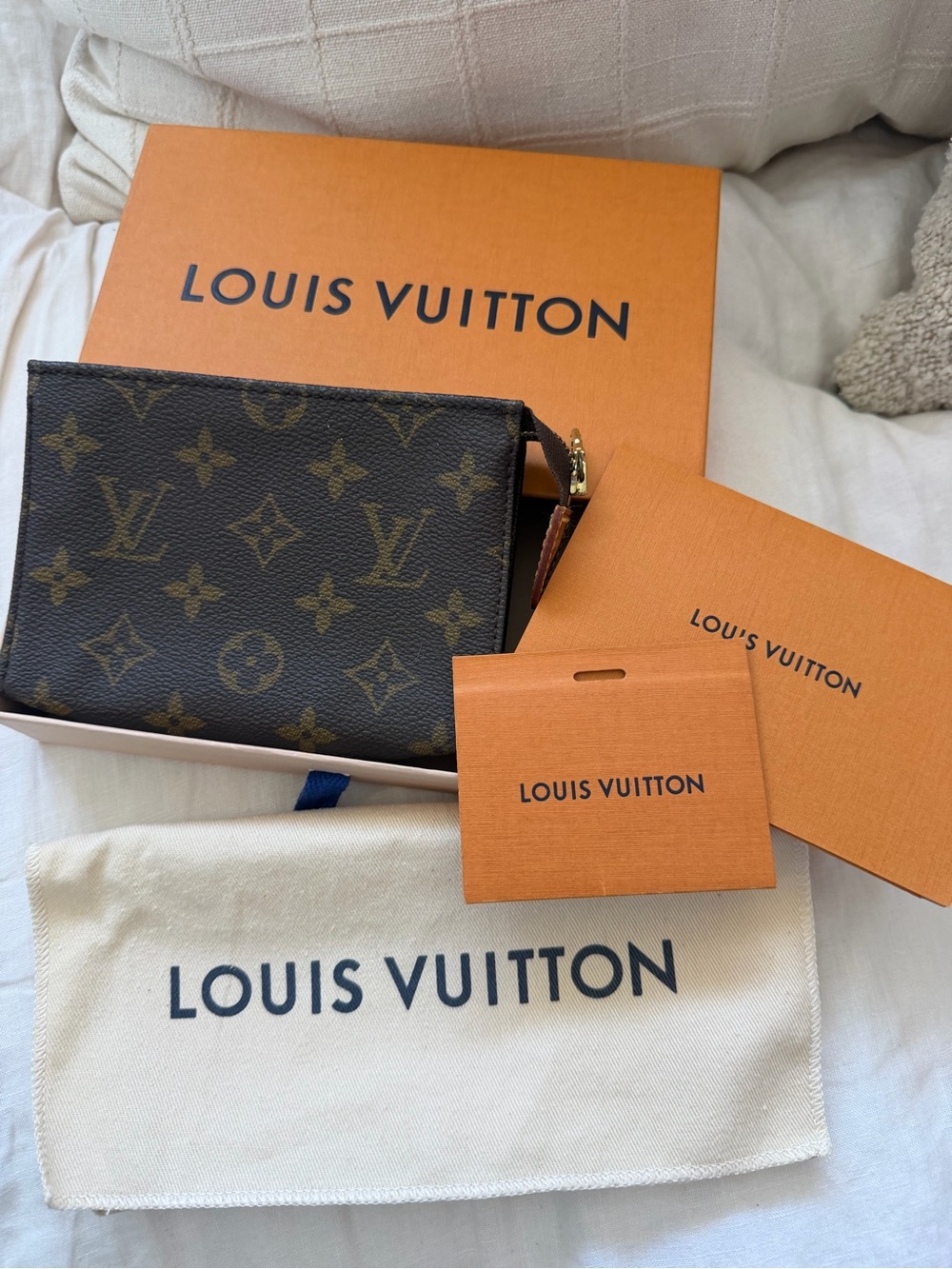 Louis Vuitton Brown Monogram Canvas Zip Pouch with Gold Hardware